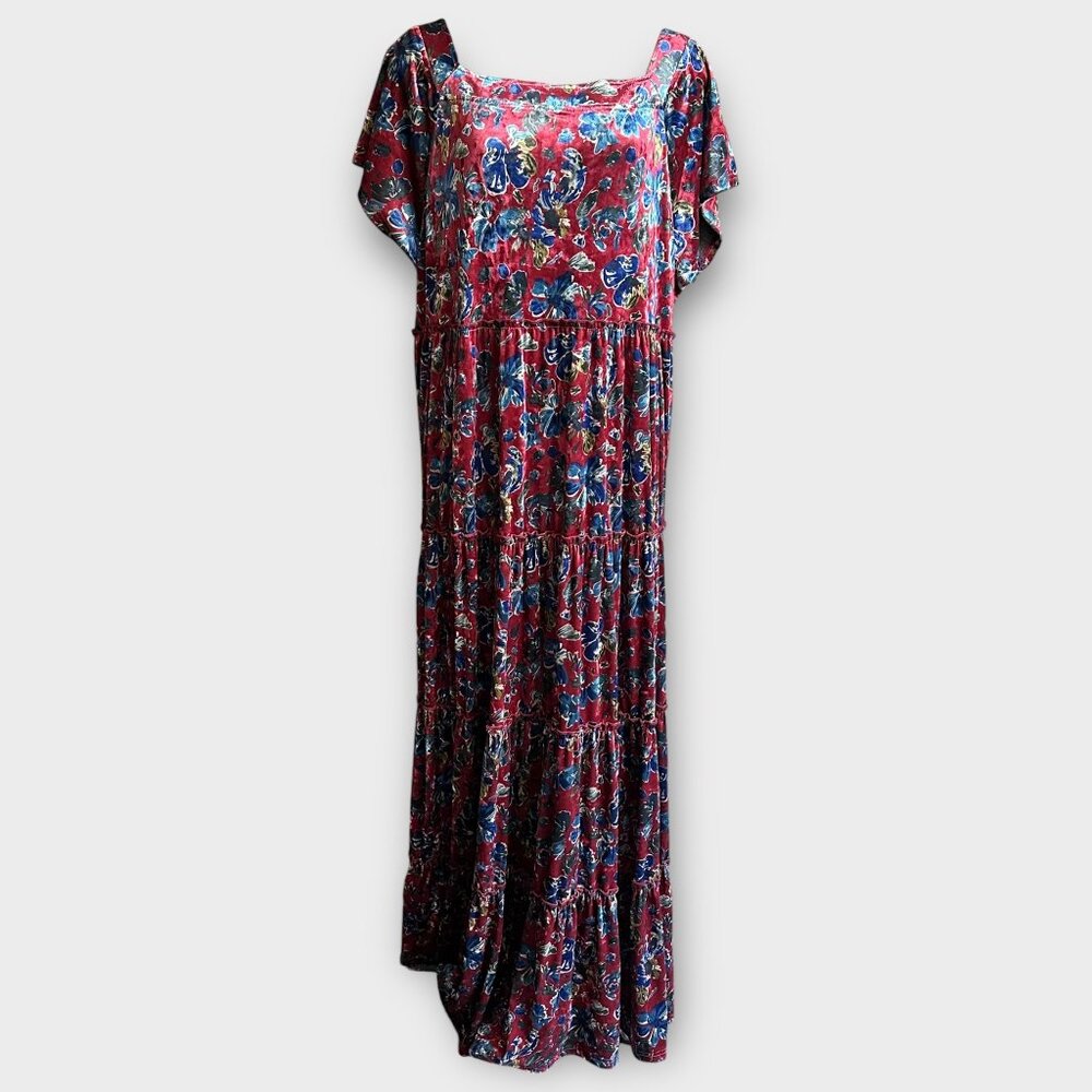 NATURAL LIFE Women's Velvet Tiered BERKELEY Maxi Dress XL - Picture 3 of 6